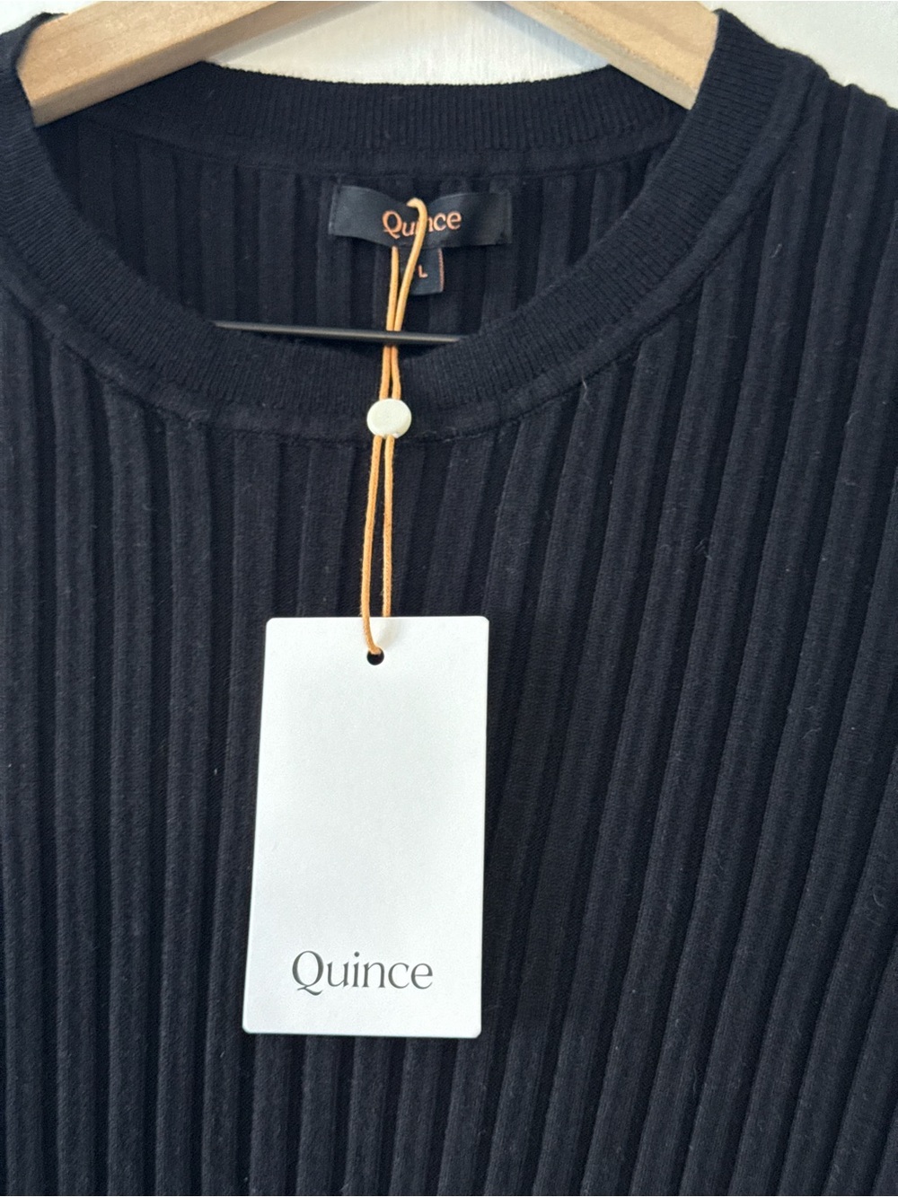 Quince Cotton Cashmere Ribbed Long Sleeve Sweater Black Large - Picture 7 of 9
